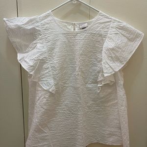 A New Day White textured blouse w/ Ruffles